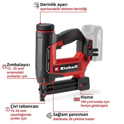 Einhell Akülü Çivi Çakma Tabancası TE-CN 18/32 Li - Solo