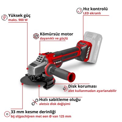 Einhell Akülü Avuç Taşlama Makinesi TP-AG 18/125 CE Q Li - Solo