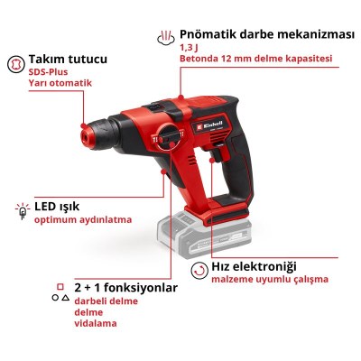 Einhell Akülü Pnömatik Matkap TE-HD 18/12 Li - Solo