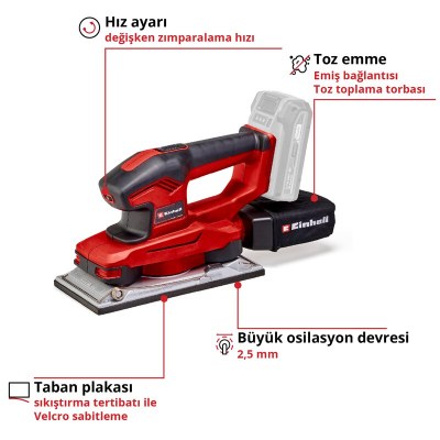 Einhell Akülü Titreşim Zımpara TE-OS 18/230 Li Solo