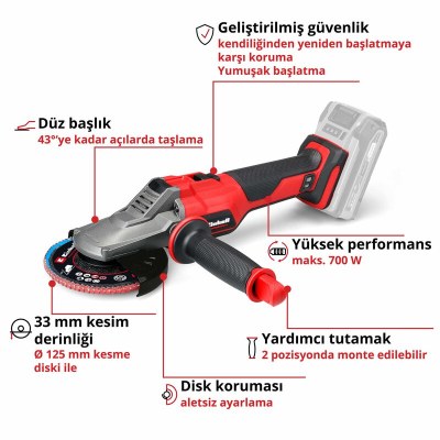 Einhell Akülü Avuç Taşlama Makinesi TP-AG 18/125 F Li BL - Solo