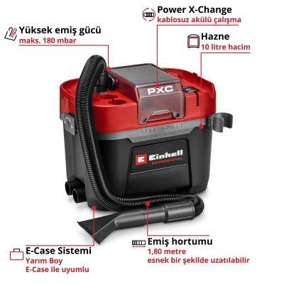 Einhell Akülü Islak/Kuru Süpürge TP-VC 18/10 Li BL L-Solo