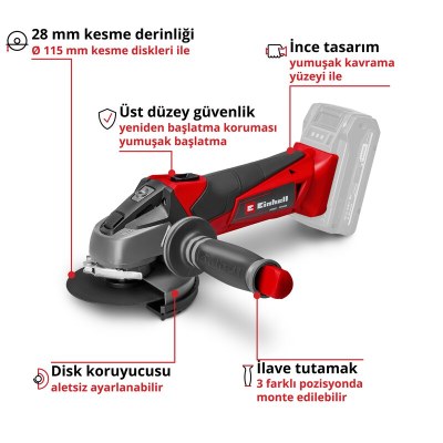 Einhell Akülü Avuç Taşlama Makinesi TE-AG 18/115 Li-Solo