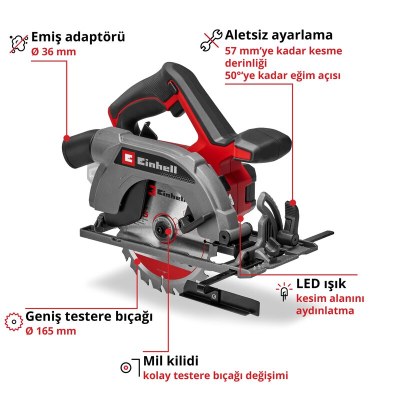 Einhell Akülü Daire Testere TE-CS 18/165-2 Li - Solo