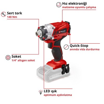 Einhell Akülü Torklu Vidalama TE-CI 18/1 Li-Solo