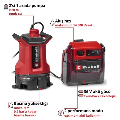 Einhell Akülü Kirli Su Pompası GE-DP 36/35 LL Li-Solo
