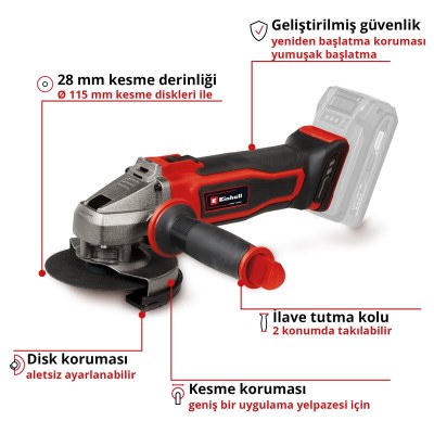 Einhell Akülü Avuç Taşlama Makinesi TE-AG 18/115-2 Li - Solo