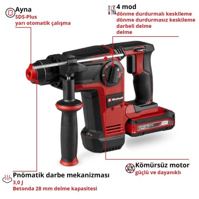 Einhell Akülü Pnömatik Matkap TP-HD 18/28 Li BL+4 (1x3,0Ah+)