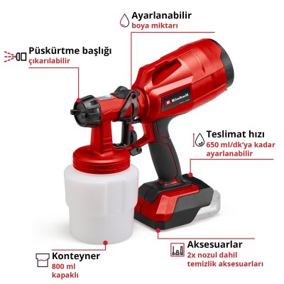 Einhell Akülü Sprey Boya Tabancası TC-SY 18/60 Li-Solo