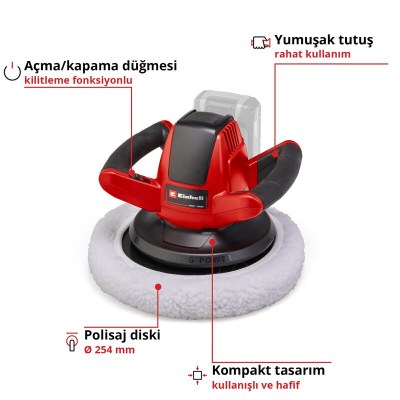 Einhell Akülü Polisaj Makinesi CE-CB 18/254 Li-Solo