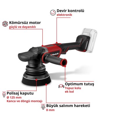 Einhell Akülü Eksantrik Polisaj Makinesi CP-EP 18/125 Li BL-Solo
