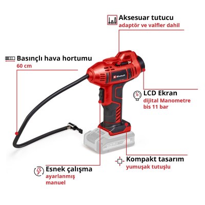 Einhell Akülü Oto Hava Kompresörü CE-CC 18 Li-Solo