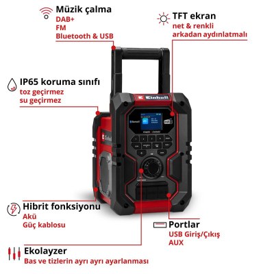 Einhell Akülü Radyo TE-CR 18 Li DAB+/FM/BT - Solo