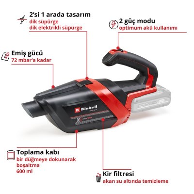 Einhell Akülü El Süpürgesi TE-HV 18/06 Li - Solo