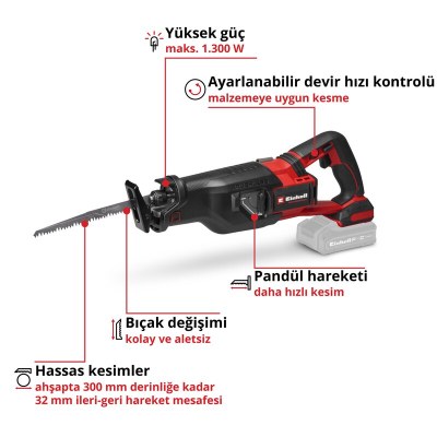 Einhell Akülü Kılıç Testere TP-AP 18/32 Li BL - Solo