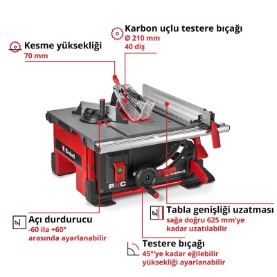 Einhell Akülü Tezgah Testere TE-TS 36/8 T Li-Solo