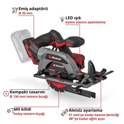 Einhell Akülü Daire Testere TP-CS 18/136-C Li BL - Solo