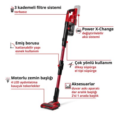 Einhell Akülü Dikey Süpürge TE-SV 18 Li-FLX-Solo