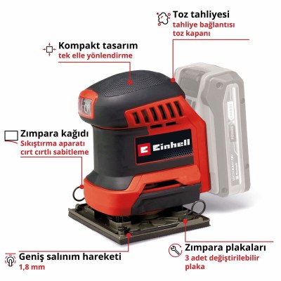 Einhell Akülü Avuç İçi Zımpara TE-OS 18/113 3X  Li - Solo